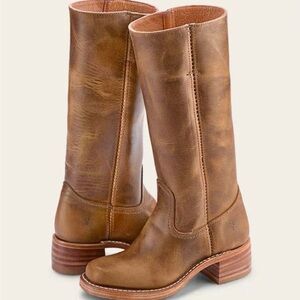 Brown Mid-calf Leather Riding Boots